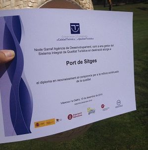 El Port de Sitges-Aiguadolç rep la certificació del Sistema Integral de Qualitat Turística en Destinació SICTED 2016